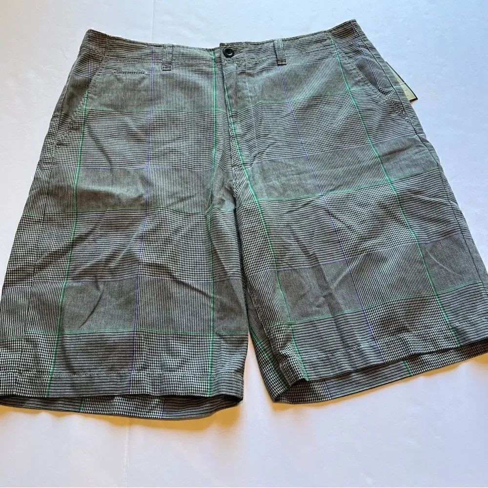 Men's Champs Dress Shorts Multi tooth Plaid blk/cream Size 38